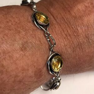 Citrine Stamped 925 Sterling Silver Bracelet